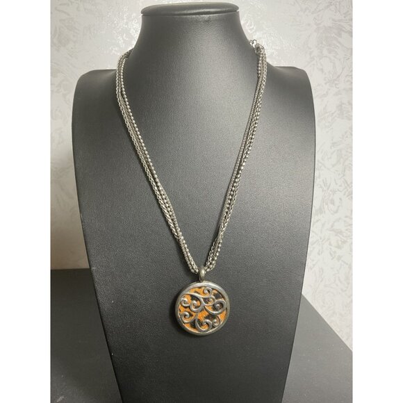 Vintage Style Dual Chain Necklace With Ornate Pendant & Lobster Clasp - Picture 1 of 5